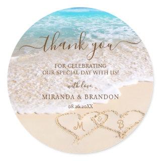 Blue Ocean Waves Tropical Beach Wedding Favor Classic Round Sticker