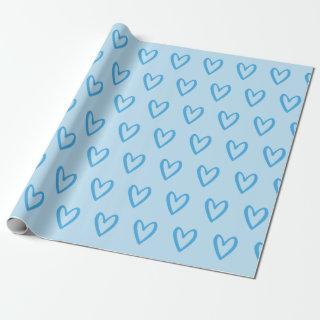 Blue on Light Blue Handdrawn Hearts