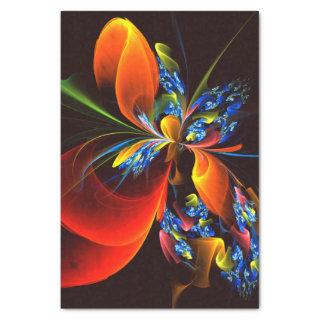 Blue Orange Floral Modern Abstract Art Pattern #03 Tissue Paper