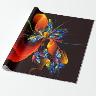 Blue Orange Floral Modern Abstract Art Pattern #03