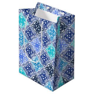 Blue Painted Moroccan Tile Pattern Medium Gift Bag