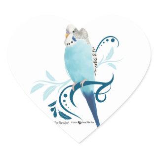 Blue Parakeet Heart Sticker