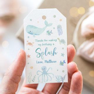 Blue Pastel Under the Sea Birthday Gift Tags