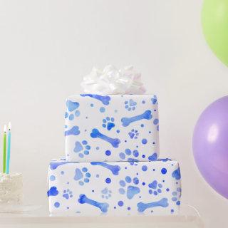 Blue Paw Prints Watercolor Birthday Party