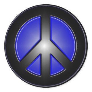 Blue Peace Sign Classic Round Sticker