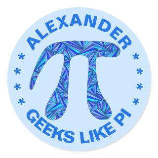 Blue Pi Symbol Math Geek Adults N Kids Colorful Classic Round Sticker