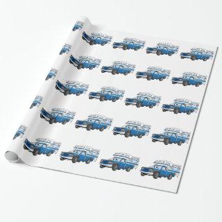 Blue Pick Up Camper Cartoon