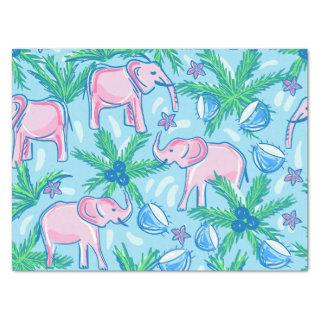 Blue Pink Green Preppy Elephant Tissue Paper