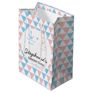 Blue, Pink Triangles Gender Reveal Nautical Anchor Medium Gift Bag