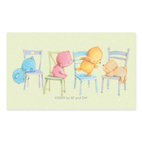 Blue, Pink, Yellow, and Brown Bears Play Rectangular Sticker