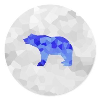 Blue Polar Bear Geometric Winter Snowy Blizzard Classic Round Sticker