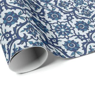 Blue Portuguese Azulejos Floral Tile Pattern