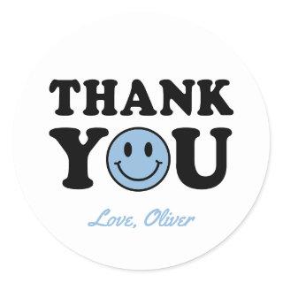 Blue Preppy Smile One Cool Dude Thank You Classic Round Sticker