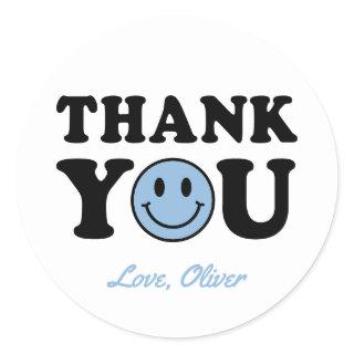 Blue Preppy Smile One Cool Dude Thank You Classic Round Sticker