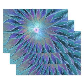 Blue Purple Flower Dream Abstract Fractal Art  Sheets