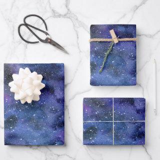 Blue Purple Majestic Starry Nebula Watercolor  Sheets