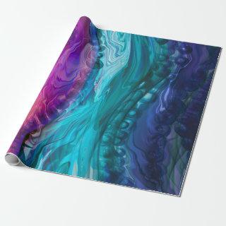 Blue purple marbling waves