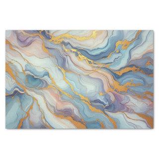 Blue Purple Mauve Pink Gold Marble Art Pattern Tissue Paper