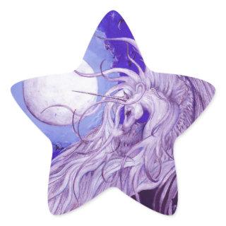Blue Purple Unicorn Pegasus Pegacorn Lunar Moon Star Sticker