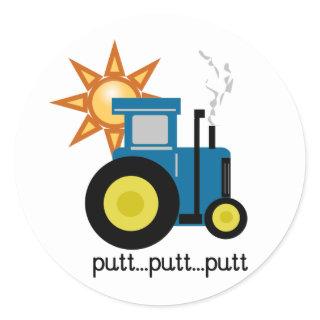 Blue Putt Putt Tractor Classic Round Sticker