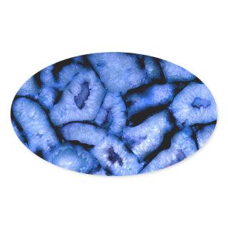 Blue Quartz Agate, blue Geodes, abstract pattern  Oval Sticker