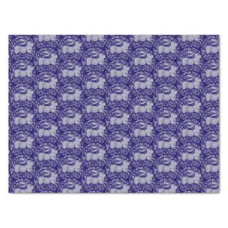 Blue Rabbit Bird Circle Morris Style Pattern Tissue Paper