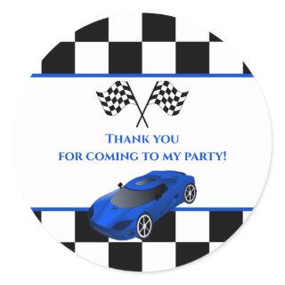 Blue Race Car | Kids Birthday Party Favor Classic Round Sticker