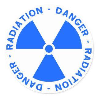 Blue Radiation Warning Classic Round Sticker