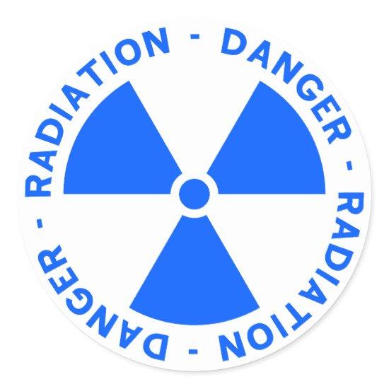Blue Radiation Warning Classic Round Sticker