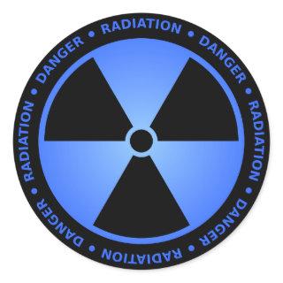 Blue Radiation Warning Classic Round Sticker
