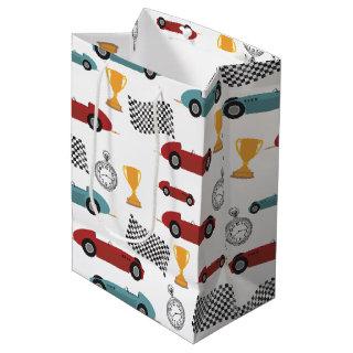 Blue & Red Fast Retro Vintage Racing Cars Medium Gift Bag