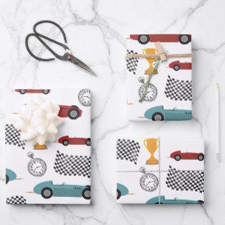 Blue & Red Fast Retro Vintage Racing Cars  Sheets