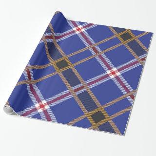 Blue red gold and white plaid geometric pattern