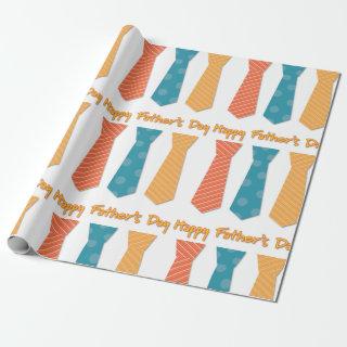 Blue Red Orange Stripes Ties Happy Father's Day