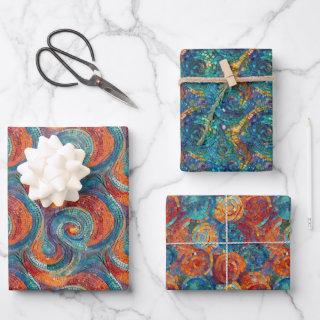Blue Red Orange Turquoise Swirl  Sheets