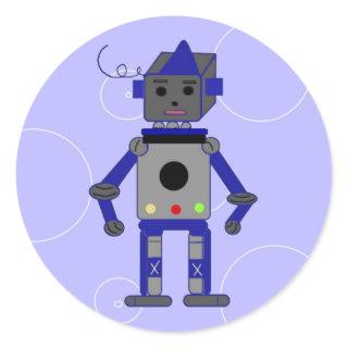Blue Robot Classic Round Sticker