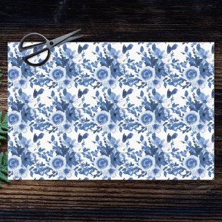 Blue Rose Flowers Pattern Decoupage Tissue Paper