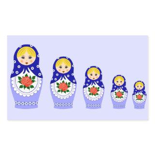 Blue russian matryoshka nesting dolls rectangular sticker