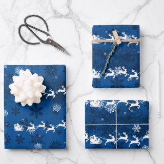 Blue Santa's Sleigh and Reindeer