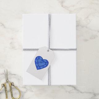 Blue sapphire jewelry heart watercolor art tags
