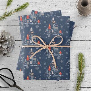 Blue Scandinavian Reindeer Tree Animal Snowflake  Sheets