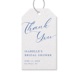 Blue Script Bridal Shower Thank You Gift Tags