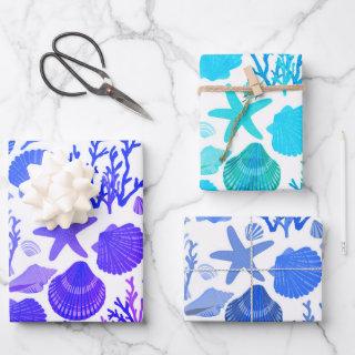 Blue Seashells and Coral Pattern Seaside Gift   Sheets