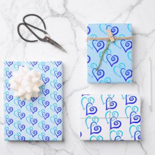 Blue Shades Two Linked Heart Pattern  Sheets
