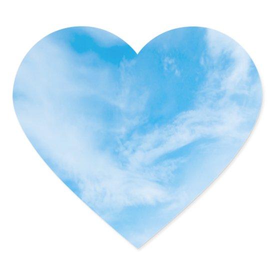 Blue Sky Blank Template Nature White Clouds Heart Sticker
