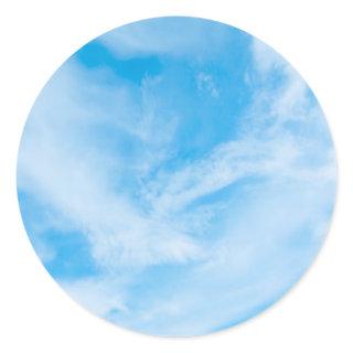 Blue Sky White Clouds Blank Template Elegant Classic Round Sticker