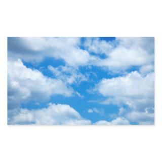Blue Sky White Clouds Heavenly Skies Background Rectangular Sticker