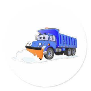 Blue Snow Plow Cartoon Dump Truck Classic Round Sticker