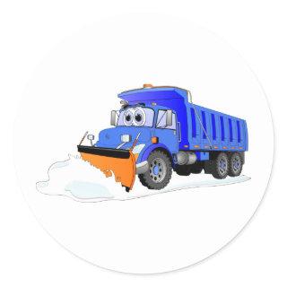 Blue Snow Plow Cartoon Dump Truck Classic Round Sticker