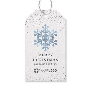 Blue snowflake company logo Christmas Gift Tags